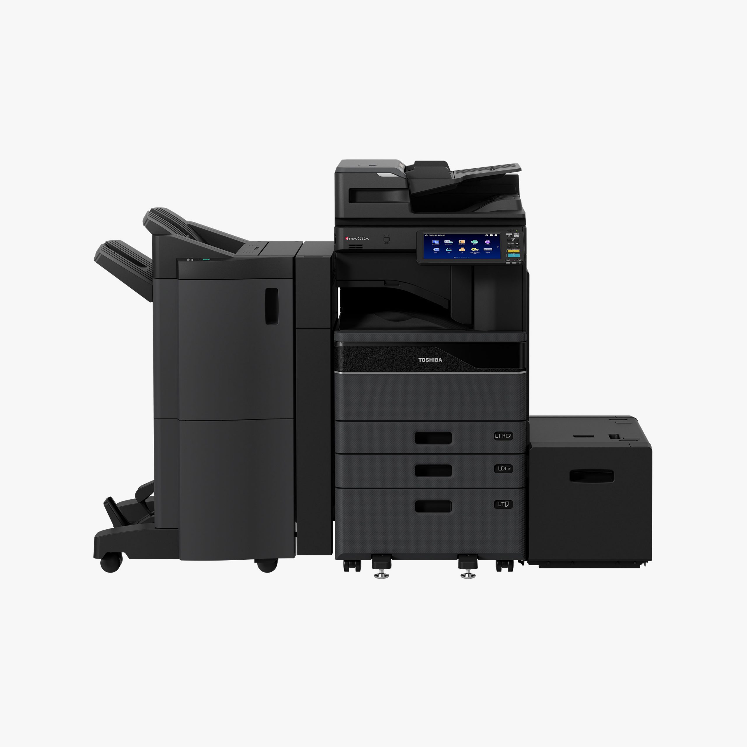 Toshiba e-STUDIO3025AC–6525AC — 5525AC / 6525AC family pictured with optional accessories.